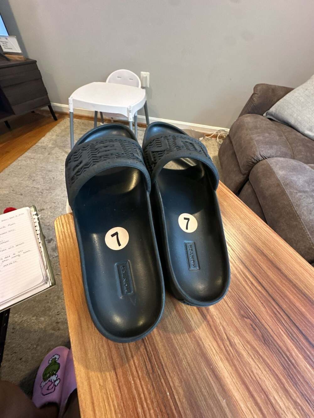 Thrifted Hunter Black Debossed Logo Bloom Foam Slide Sandals Size US 7